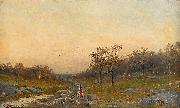 Mauritz Lindstrom Autumn Landscape with a Woman on a Road oil painting artist